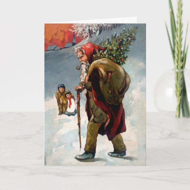 Cartão de Férias de Papais noeis Velhos Irritados  (Frente)