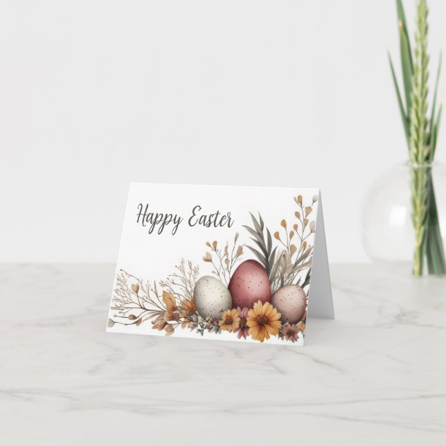 Cartão de Férias de Páscoa Floral bonito com Aquar (Frente)