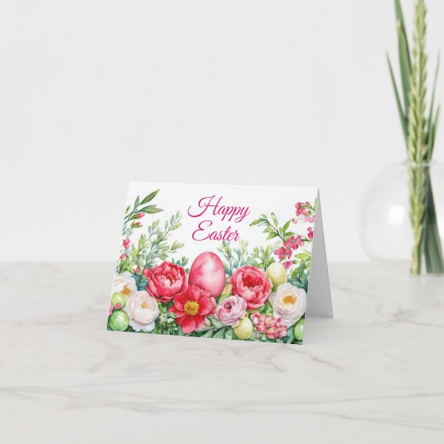 Cartão de Férias de Páscoa Floral bonito com Aquar (Frente)