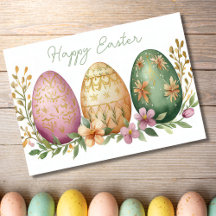 Cartão de Férias de Páscoa Floral bonito com Aquar