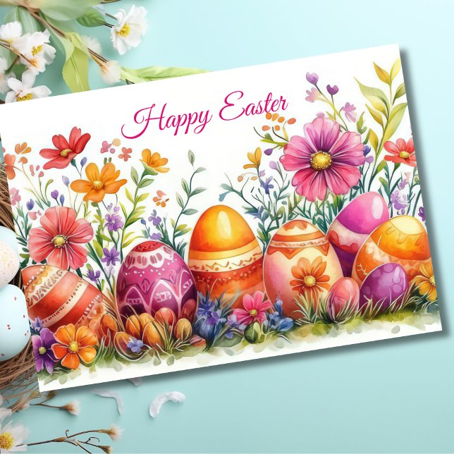 Cartão de Férias de Páscoa Floral bonito com Aquar (Criador carregado)