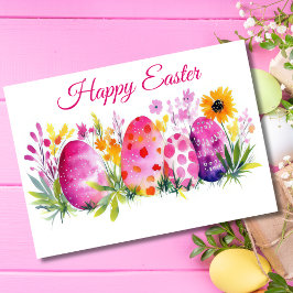Cartão de Férias de Páscoa Floral bonito com Aquar