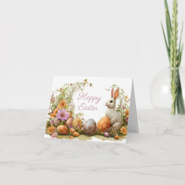 Cartão de Férias de Páscoa Floral bonito com Aquar (Frente)