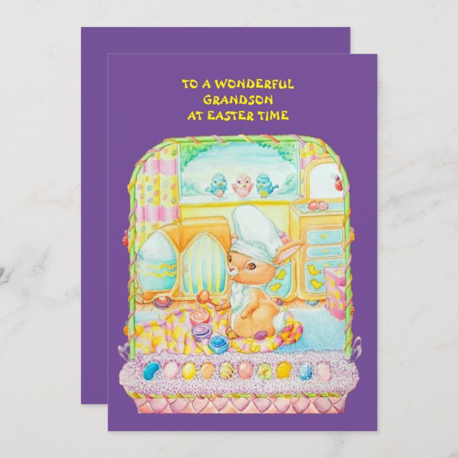 Cartão de Férias de Páscoa para Netos (Frente/Verso)