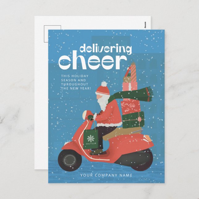 Cartão de Férias de Patinete para Papais noeis de  (Frente/Verso)