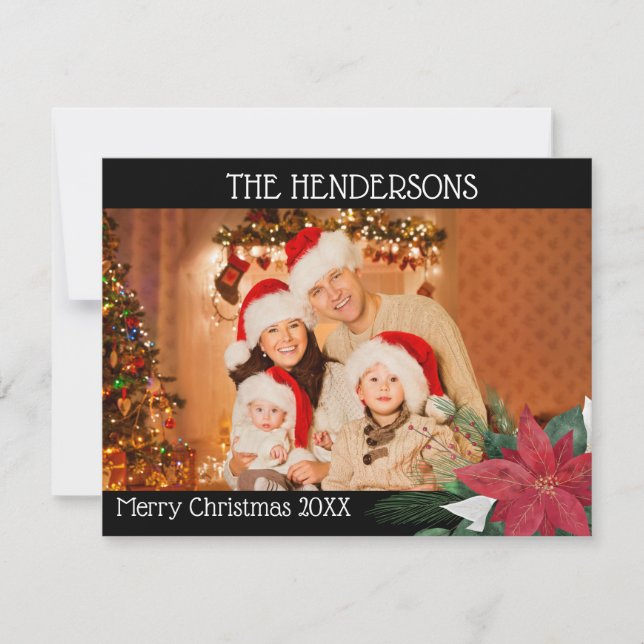 Cartão de Férias de Poinsettia de Natal (Frente)