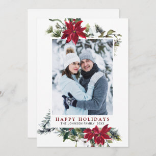 Cartão de Férias de Poinsettia Natal Elegante