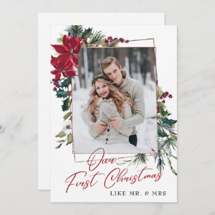 Cartão de Férias de Poinsettia Natal Elegante