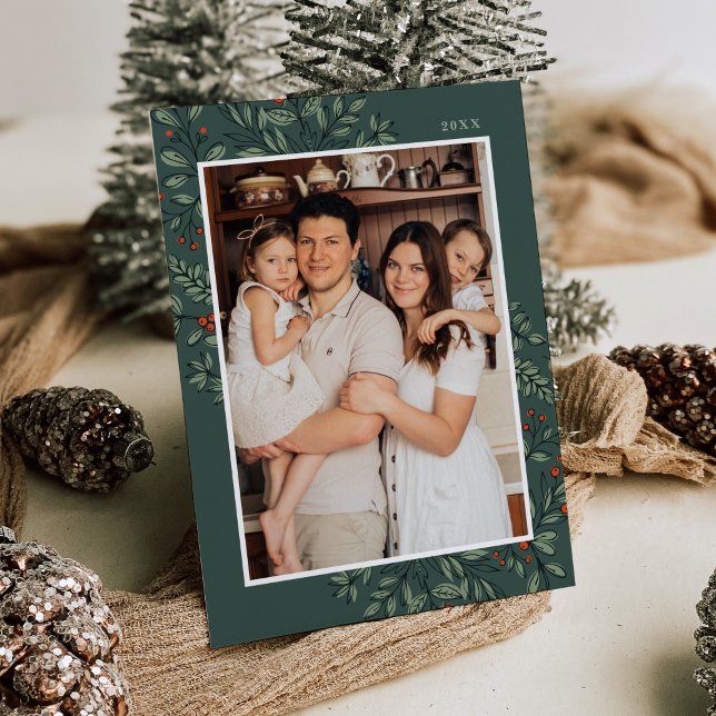 Cartão de Férias de Quadro Floral de Natal (Criador carregado)