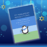 Cartão de Férias de Resolução Chanukah Hanukkah En<br><div class="desc">Esse Hanukkah / Chanukah deixou nosso lindo pinguim caprichoso trazer um sorriso para alguém que você ama. Com um bobo - uma lista zany de resoluções ( que pode até ser editada - se você escolher.) Adicione sua saudação pessoal ao contrário. Afinal, o melhor presente é o dom do riso!...</div>