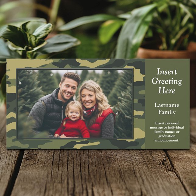 Cartão de Férias de Saudação da Camo Verde (Custom Photo Card)