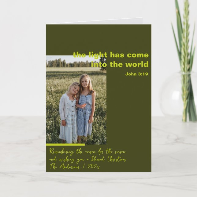 Cartão de Férias de Saudação de Foto de Natal Reli (Frente)