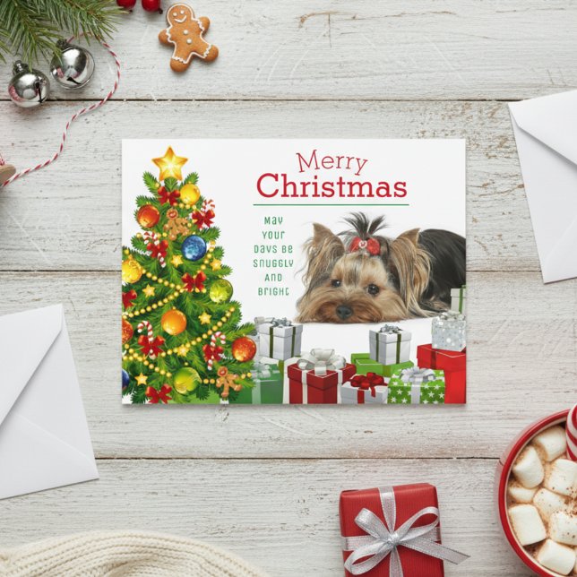 Cartão de Férias de Saudação Yorkie Natal (Yorkie Christmas Greeting Holiday Card)