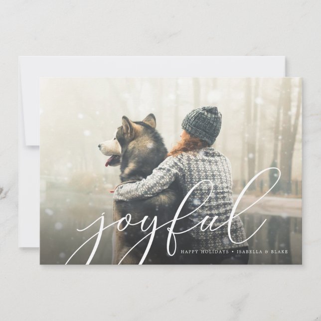 Cartão de Férias de Script Joyful (Frente)