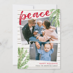 Cartão de Férias de Snowy Evergreen 2 Fotografias