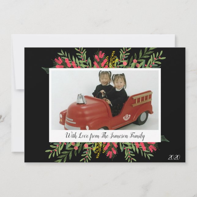 Cartão De Férias De Veneração E Flores De Natal (Frente)