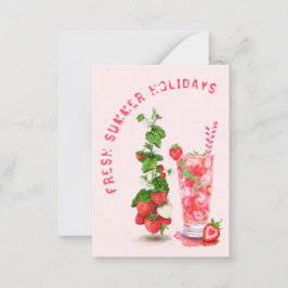 Cartão de Férias de Verão com Bebida de Morango Fr