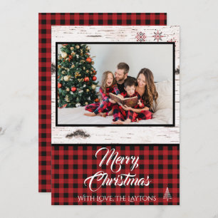 Cartão de Férias de Xadrez de Buffalo Vermelho e N