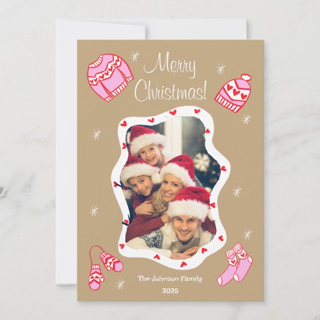 Cartão de Férias Desenho de Tempo de Suéter Fofo A (Frente)