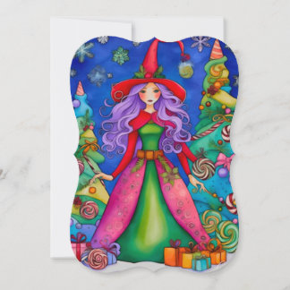 Cartão de Férias Design da Bruxa de Natal 3