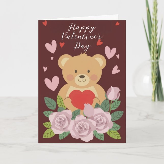 Cartão de Férias do Dia dos Namorados com Ursinho  (Frente)