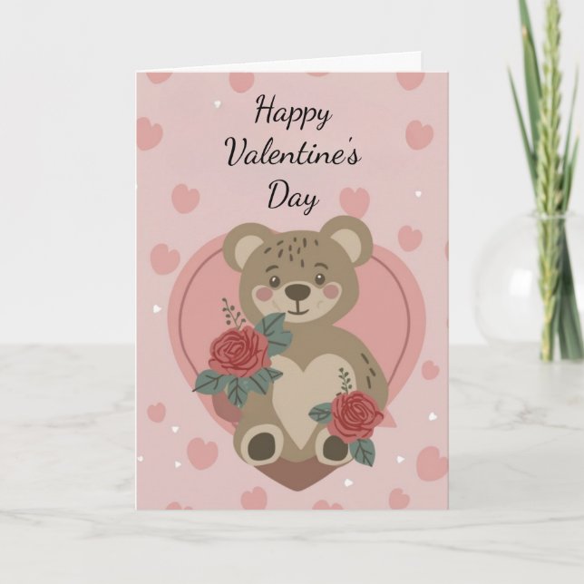 Cartão de Férias do Dia dos Namorados com Ursinho  (Frente)