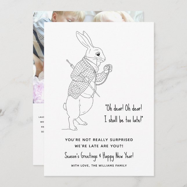 Cartão de Férias do Feliz ano novo de Fotografias  (Frente/Verso)