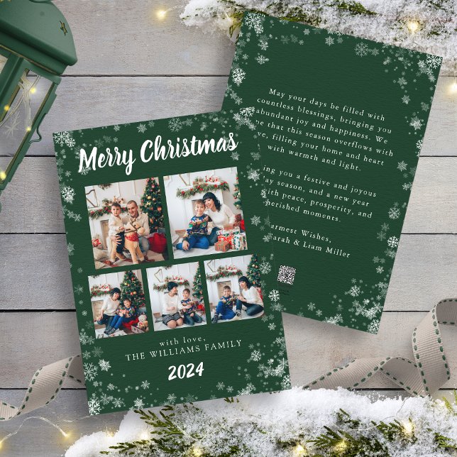 Cartão de Férias do Frio Verde Snow (Green Snow Flake Holiday Card
)