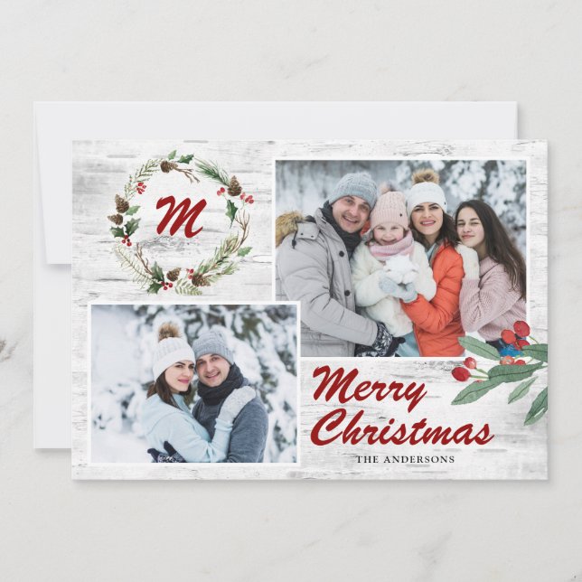 Cartão de Férias do Latido Collage de Natal Holly  (Frente)