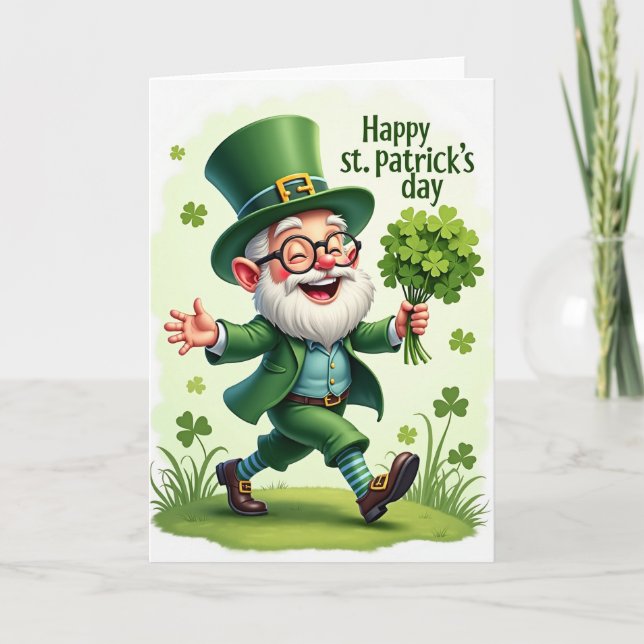 Cartão de Férias do Leprechaun Listrado (Frente)