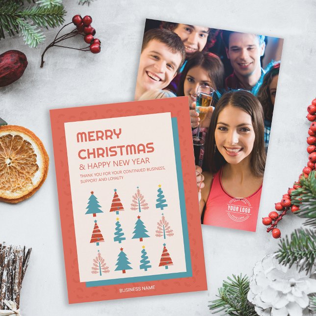 Cartão de Férias do Logotipo da Empresa de Natal C (Business Christmas Tree Company Photo Logo Holiday Invitation)