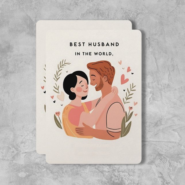 Cartão de Férias do Melhor Marido ( "The Best Husband" Tender Embrace Holiday Card – Celebrate Your Love! - Birthday Depot)