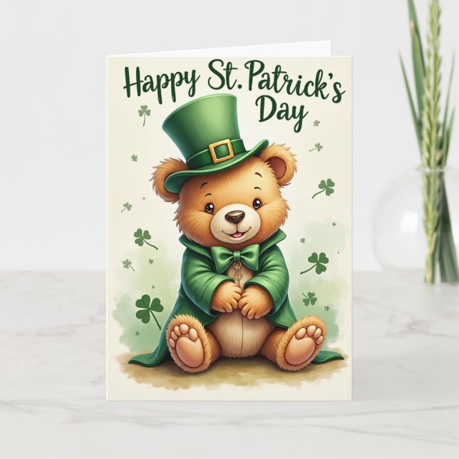 Cartão de Férias do Ursinho Shamrock (Frente)