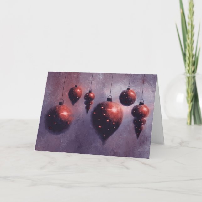 Cartão de Férias Dobrado com Balas Vermelhas pendu (Frente)