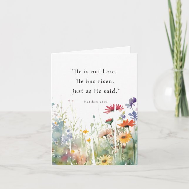 Cartão de Férias Dobrável de Aquarela Ele Ressusci (Frente)