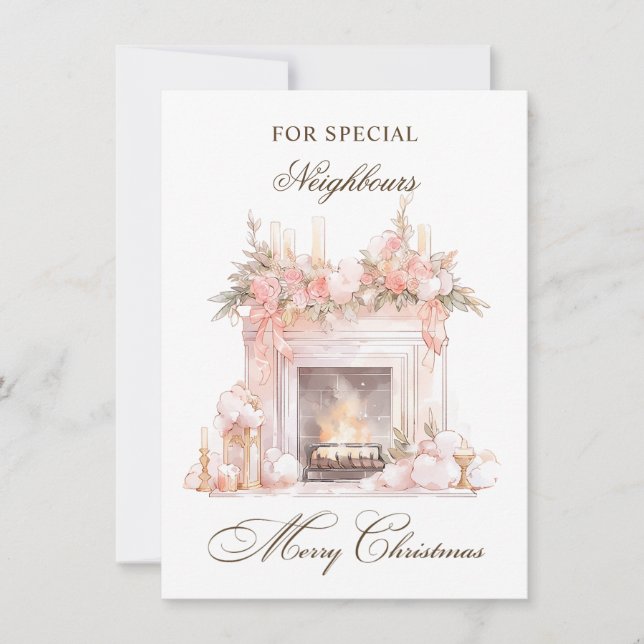 Cartão de Férias dos Vizinhos da Lareira de Natal (Frente)