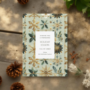 Cartão de Férias Elegante de Fenda de Neve Dourada