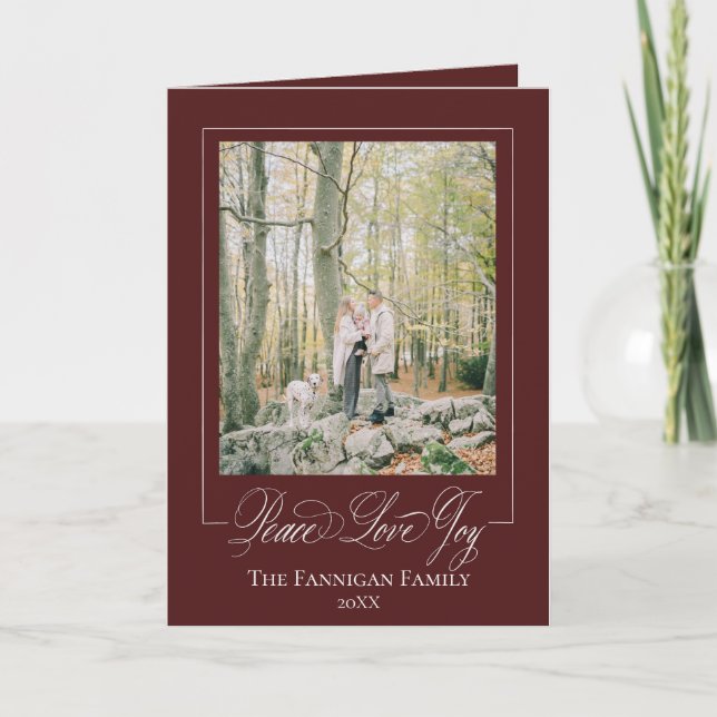 Cartão de Férias Elegante de Joy Peace Love (Frente)