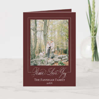 Cartão de Férias Elegante de Joy Peace Love