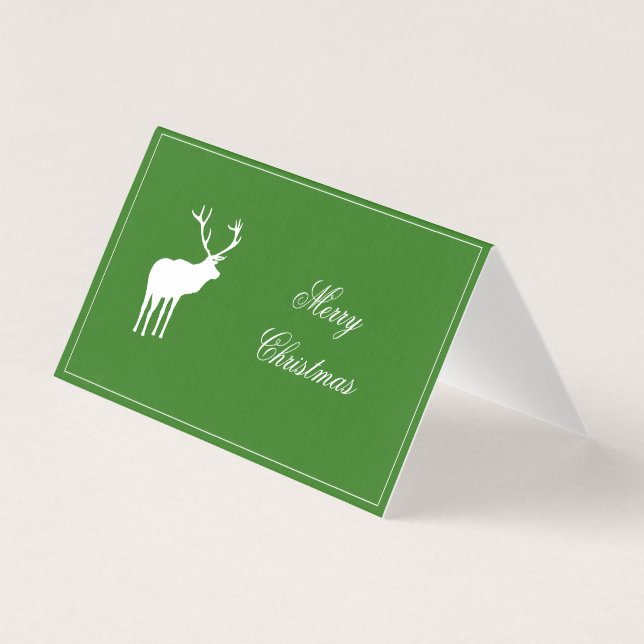 Cartão de Férias Elegante para Reindeer Verde (Frente)