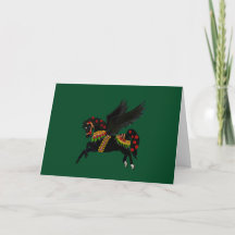 Cartão de Férias Elegante Preto Pegasus Estilo Vin