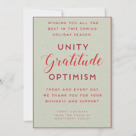 Cartão de Férias Empresariais De Unidade, Gratidão