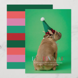 Cartão de Férias Engraçado de Foto de Pet AF Festi