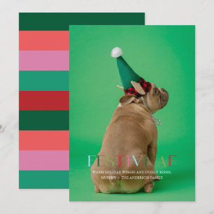 Cartão de Férias Engraçado de Foto de Pet AF Festi