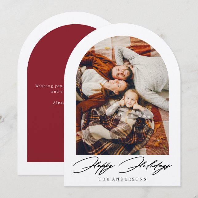 Cartão de Férias Feliz de Férias de Arch (Frente/Verso)