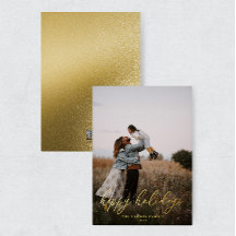 Cartão de Férias Feliz de Foil Gold Elegante Moder