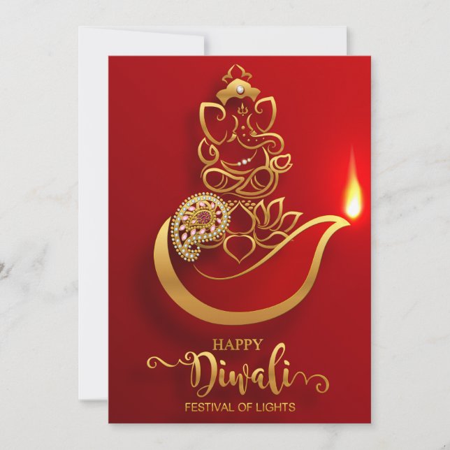 Cartão de Férias Feliz Diwali (Frente)