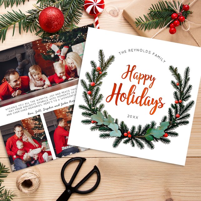 Cartão de Férias Feliz Festivo Feriado 3 (3 Photo Holiday Card)
