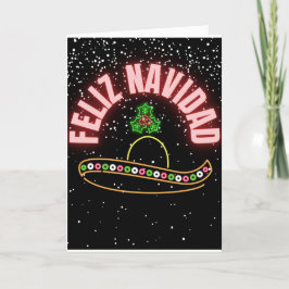 Cartão de Férias Feliz Navidad Neon Sombrero