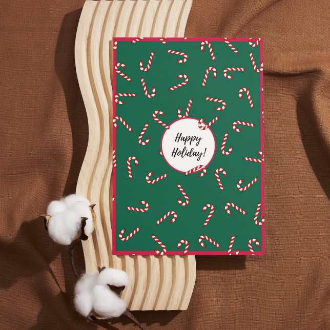 Cartão de Férias Feliz para Red & Green Stripe Can (Criador carregado)
